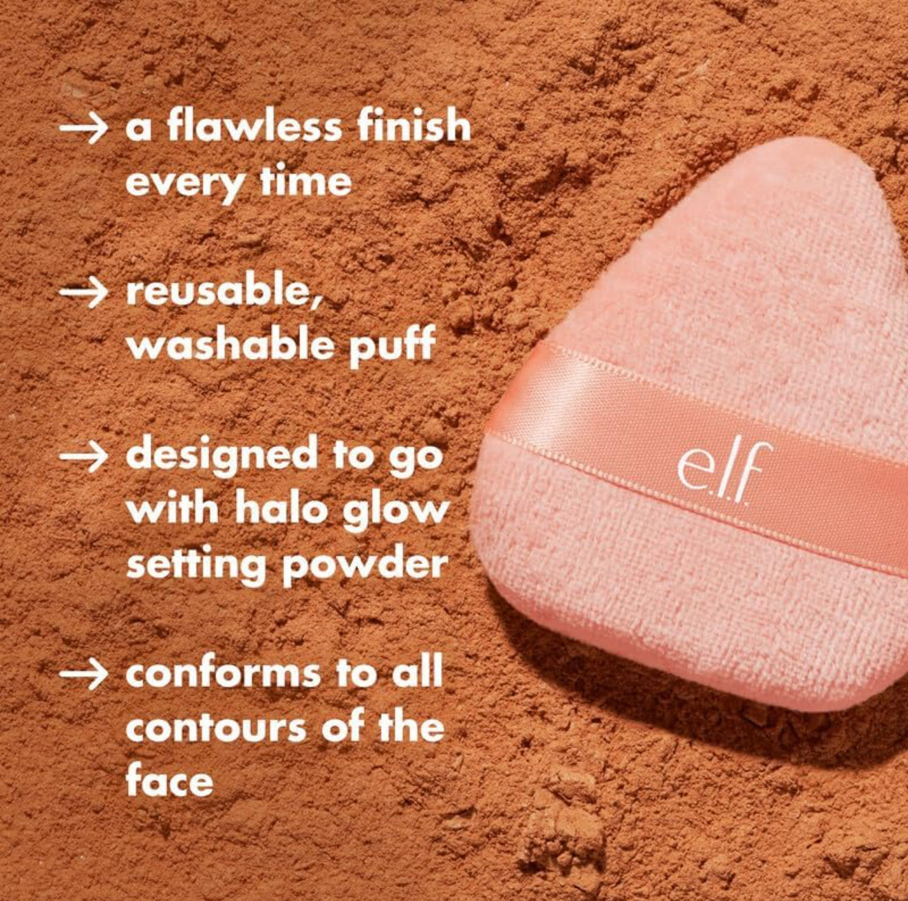 e.l.f. Halo Glow Powder Puff, Soft, Reusable Powder Puff For Applying Loose Or Pressed Powder