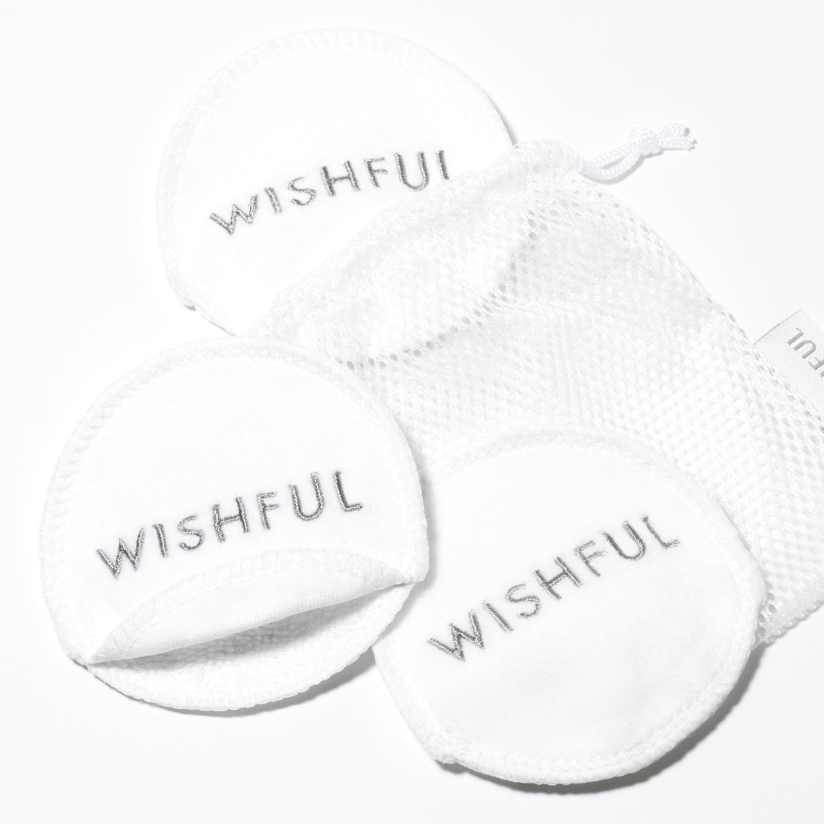 Wishful reusable microfiber face pads.