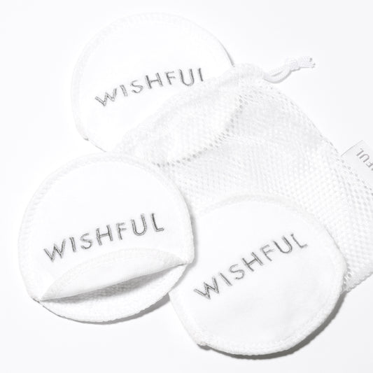 Wishful reusable microfiber face pads.