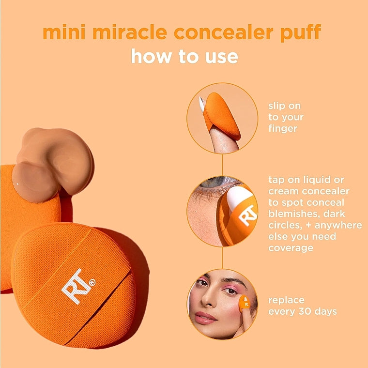 Real Techniques Mini Miracle Concealer Puff Makeup Sponge Set, 6 pieces