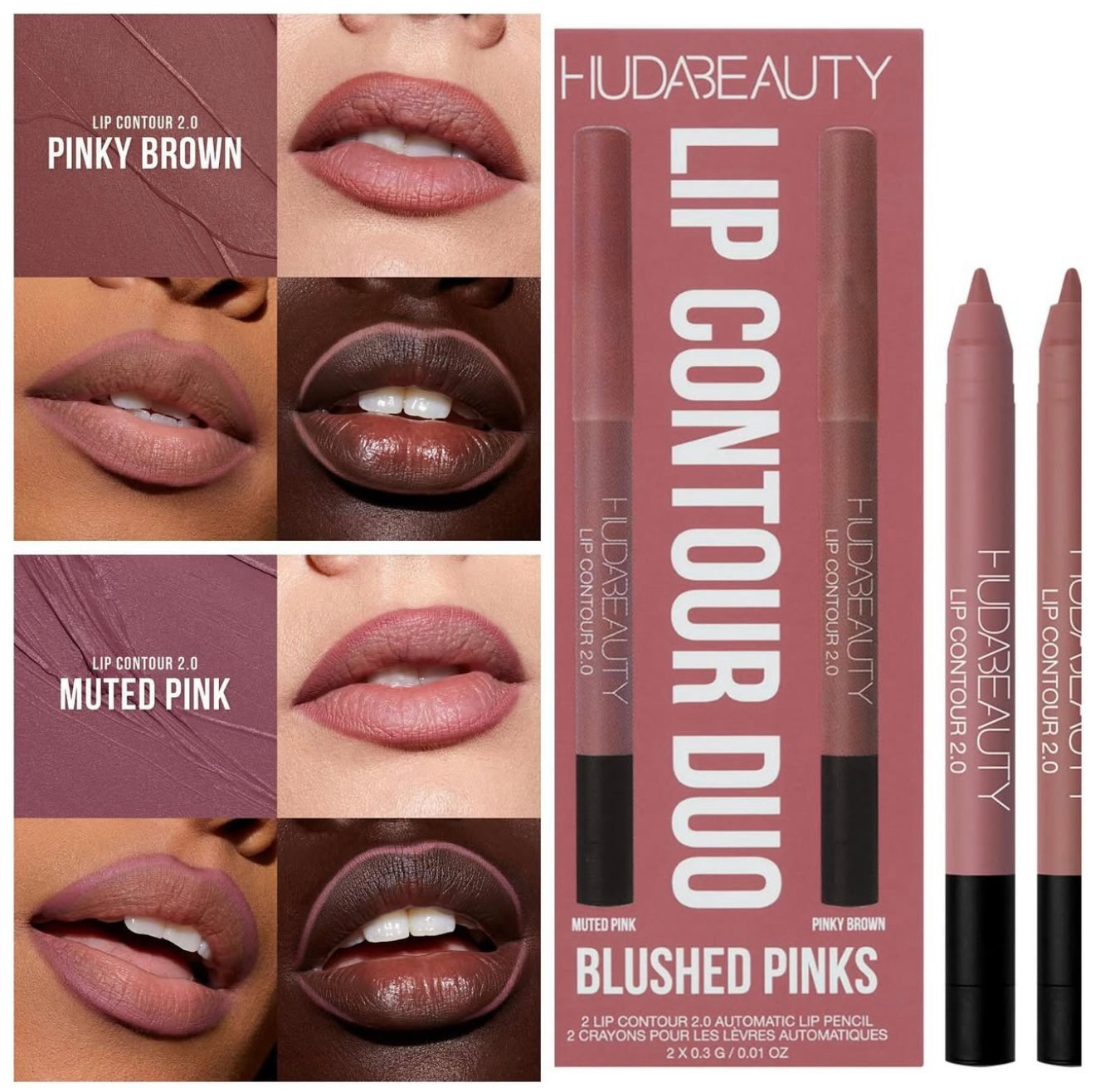 Huda beauty Lip Contour Mini Duo Blushed Pinks